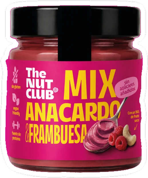 Crema de anacardo y frambuesa de The Nut Club, a la venta en Cachitos
