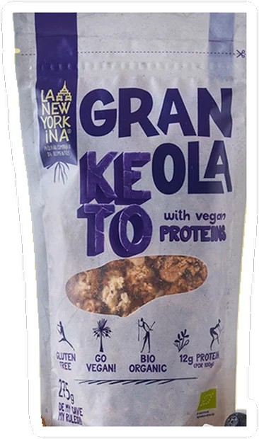 Granola keto con proteína vegetal de La New Yorkina, a la venta en Cachitos
